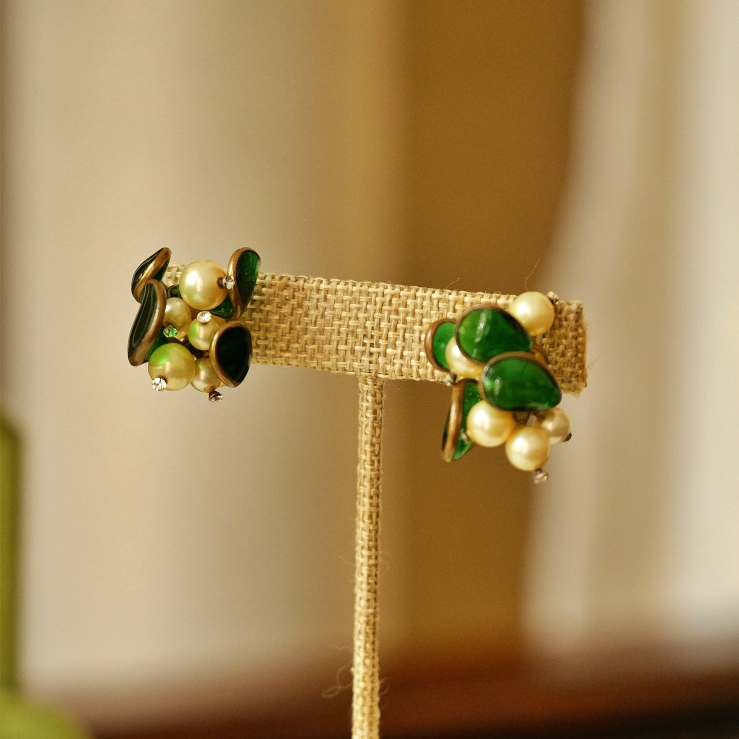 Vintage Gripoix Lilly of the Valley French Earrings 1960s