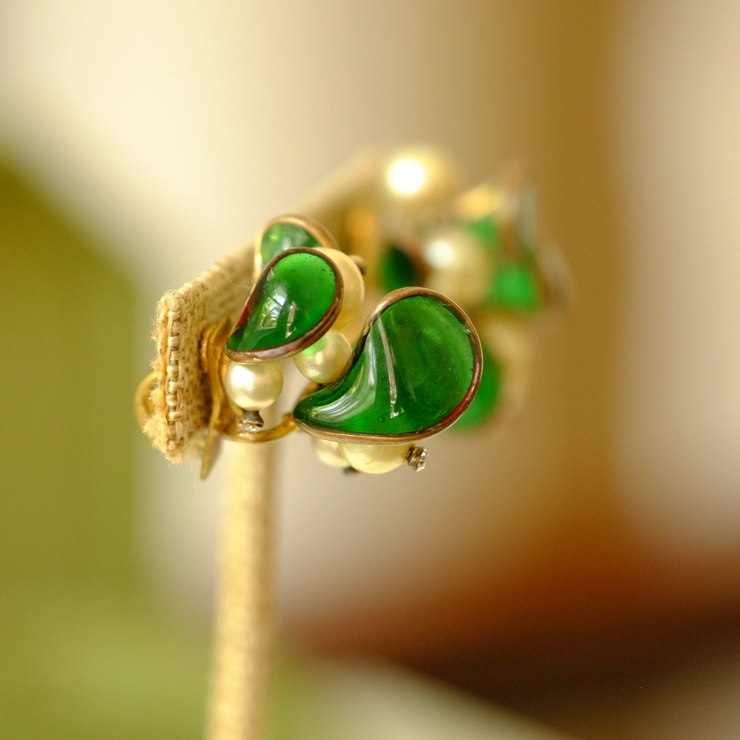 Vintage Gripoix Lilly of the Valley French Earrings 1960s