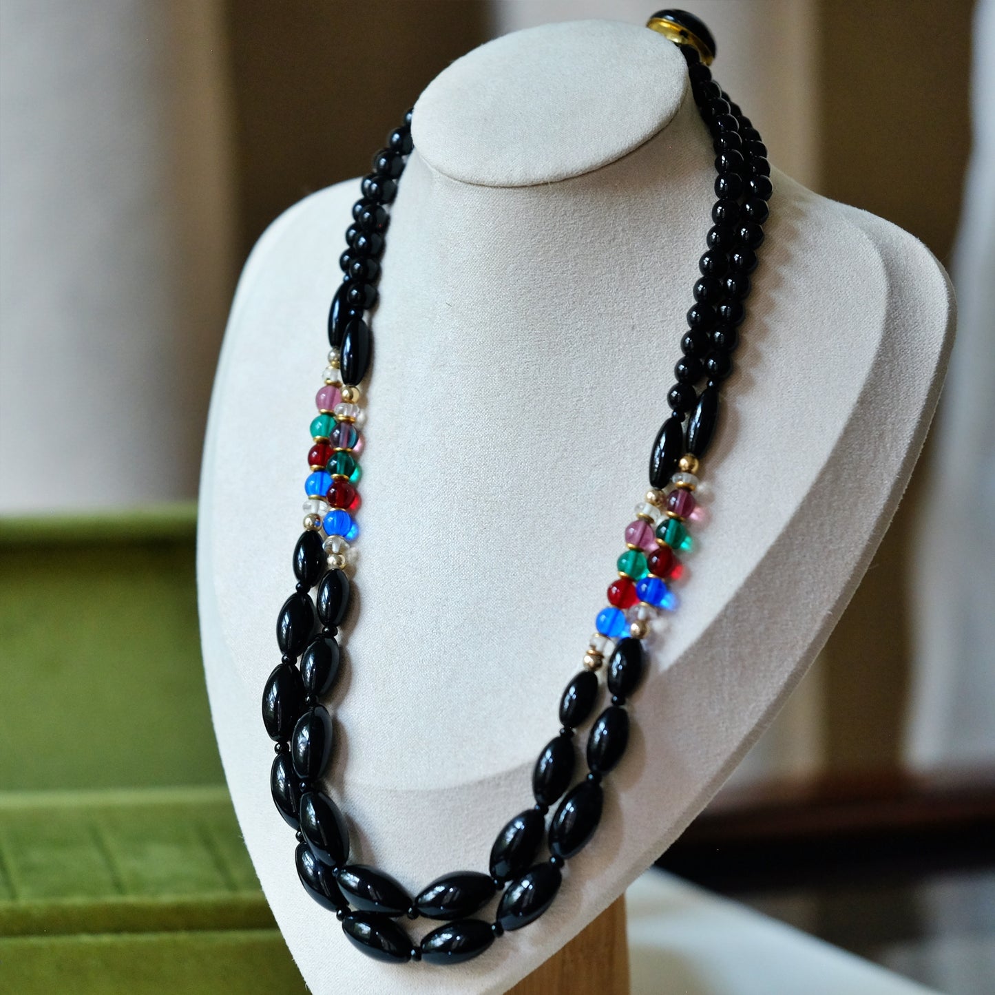 Vintage French Glass Beads Necklace 1960s