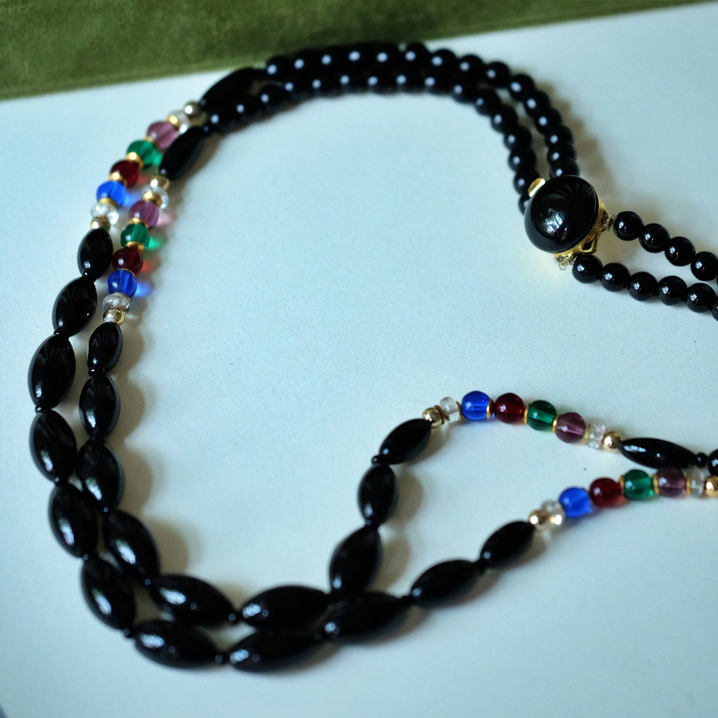 Vintage French Glass Beads Necklace 1960s