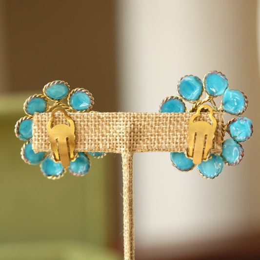 Early Gripoix Blue and Pearl Earrings 1960s