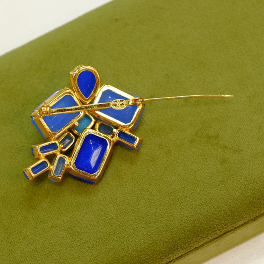 Vintage Christian Dior Germany Blue Brooch 1960s