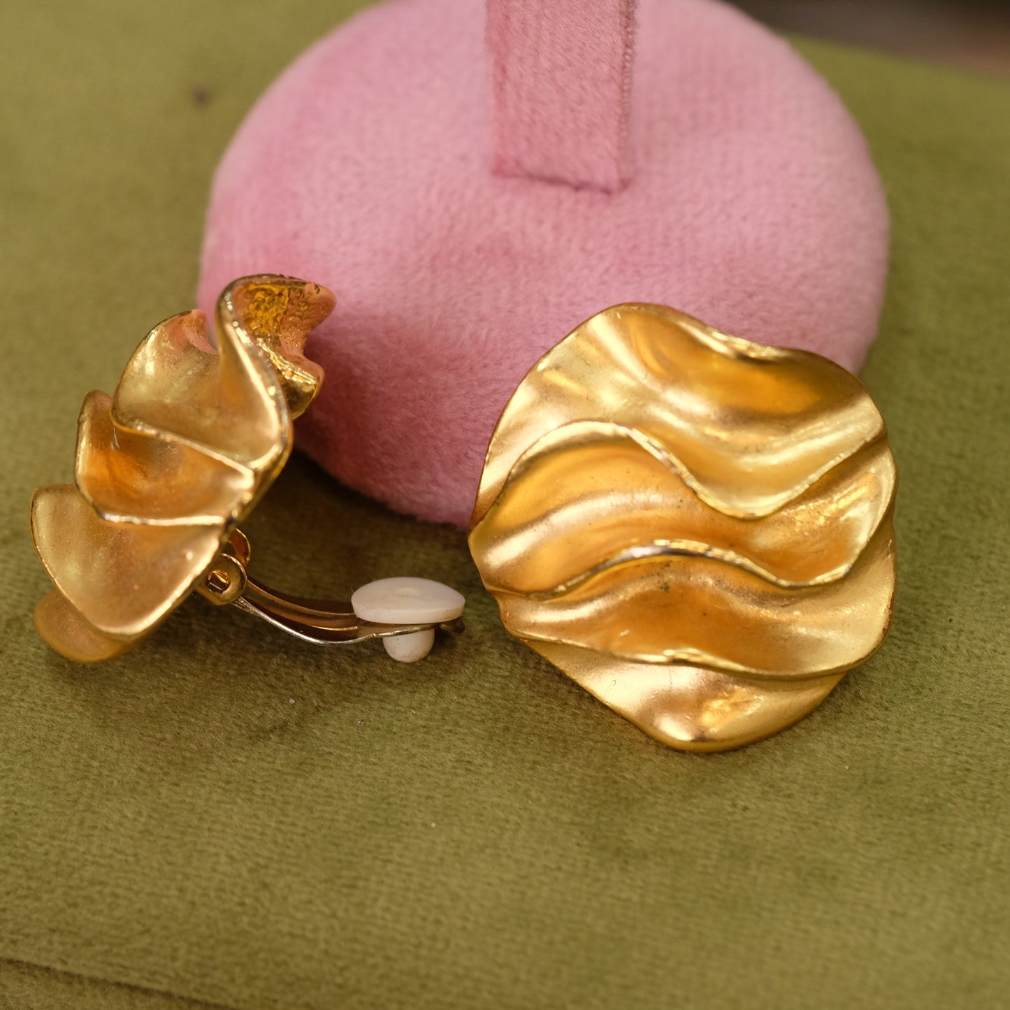 Large Gold Clip on Earrings Matte