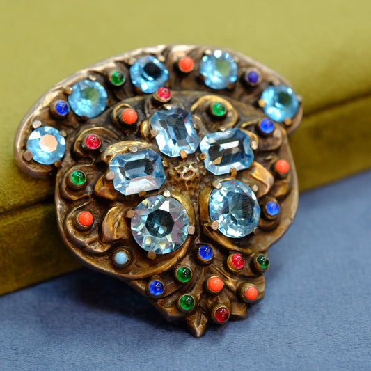 Eisenberg Blue Rhinestone Dress Clip 1940s