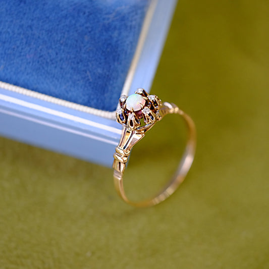 Victorian 10K Opal Diamond Ring
