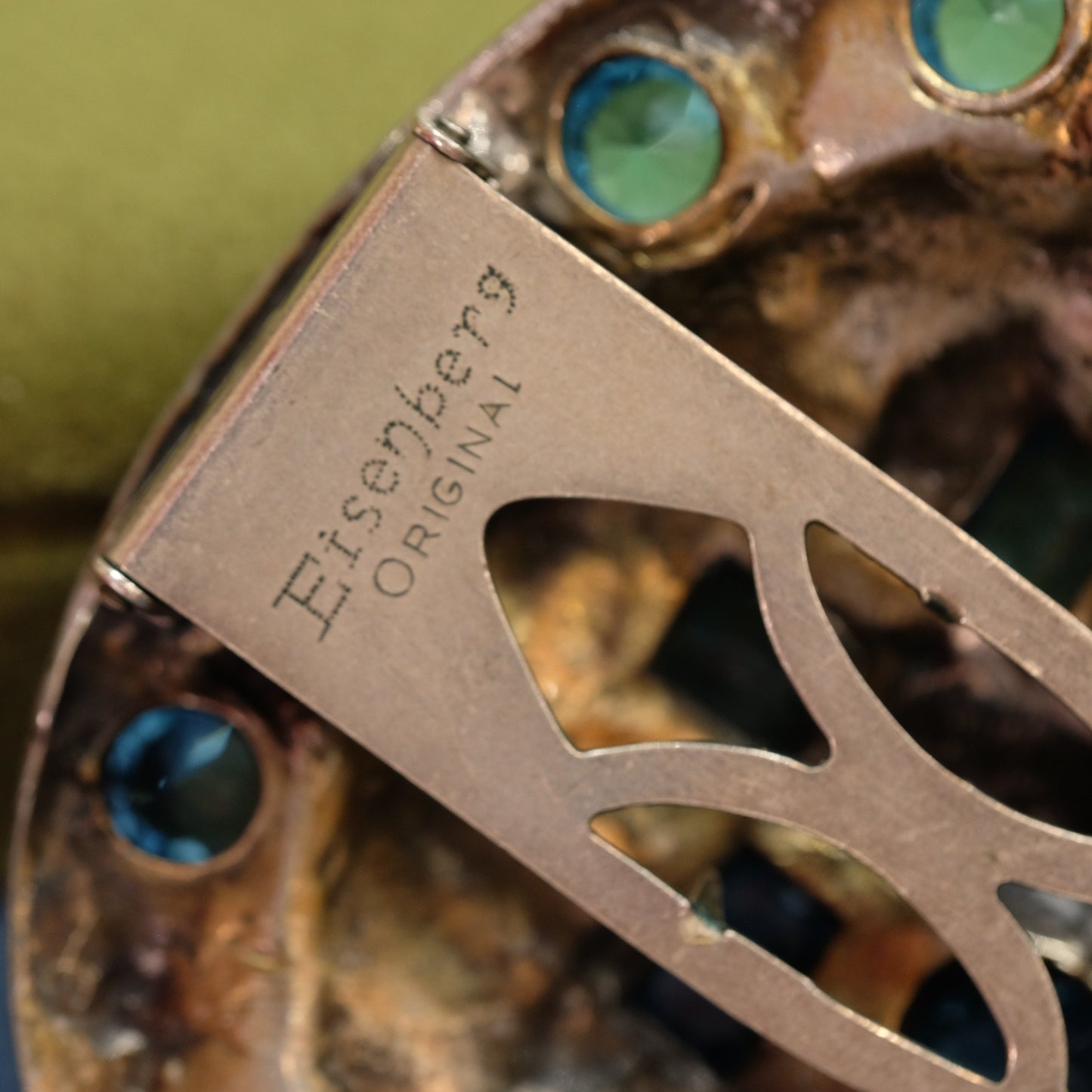 Eisenberg Blue Rhinestone Dress Clip 1940s