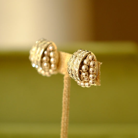 Vintage European Clip on Earrings with Grey Pearls 1960s