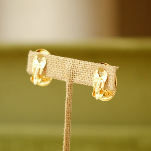 Vintage European Clip on Earrings with Blue Center