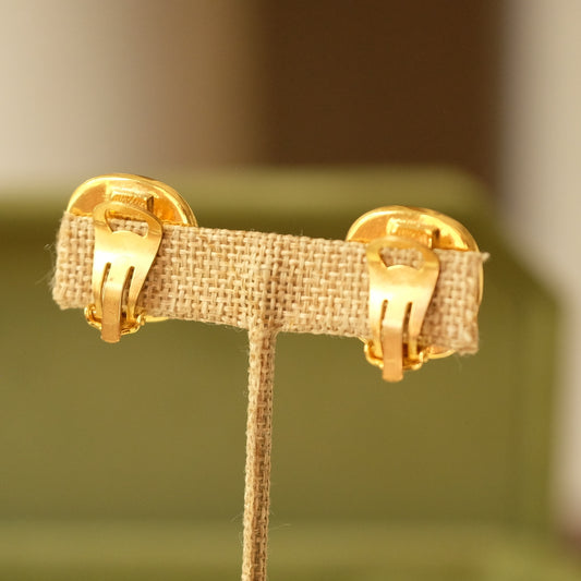 Vintage European Clip on Earrings with Faux Jasper 1960s