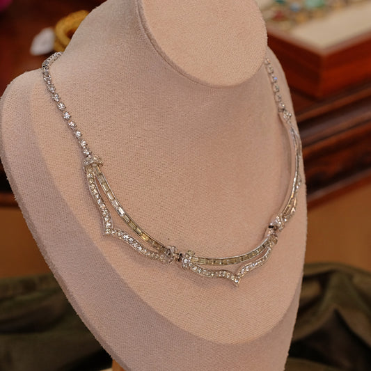 Leru Clear Rhinestone Necklace 1950s