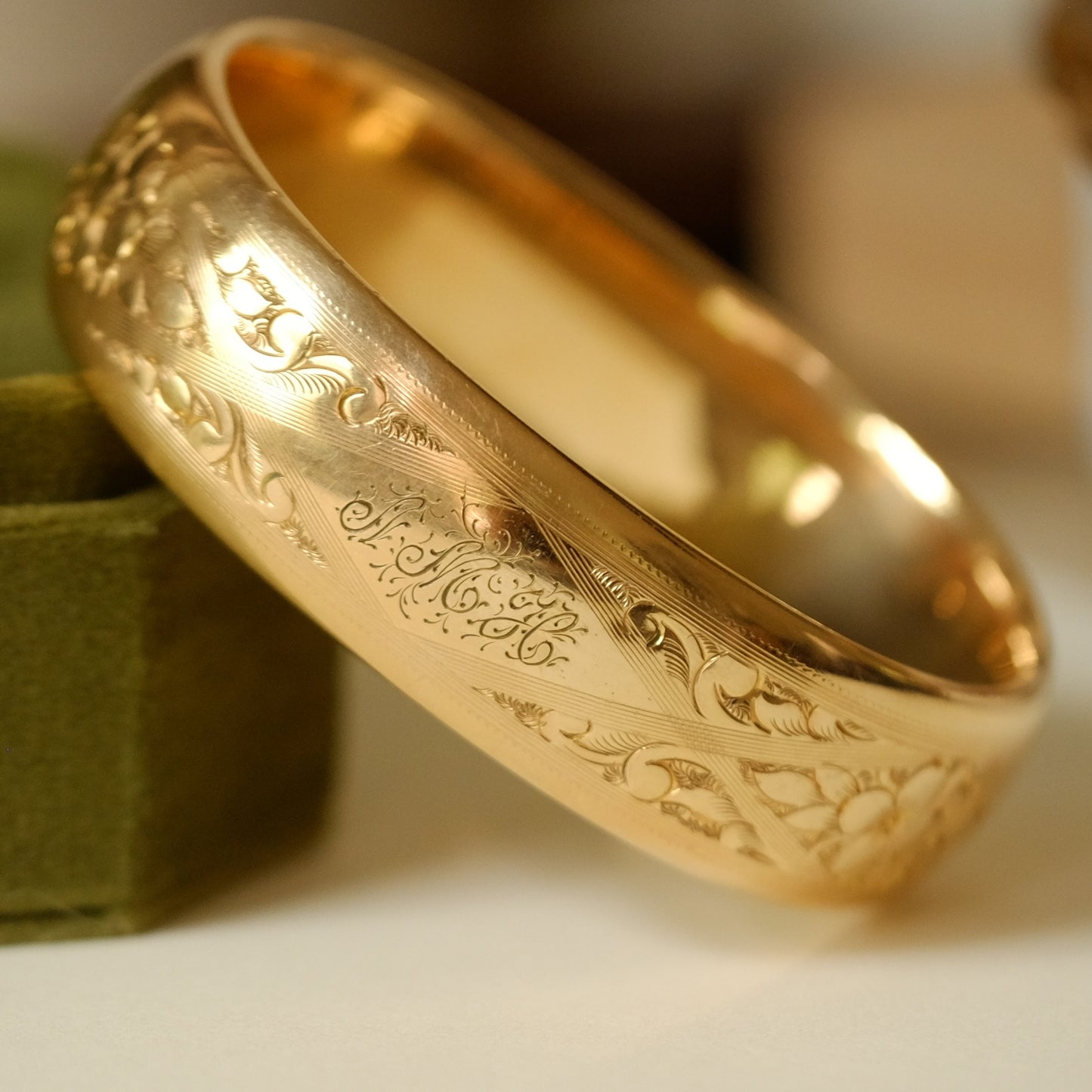 Antique Gold Filled Bangle with A M H Engraving