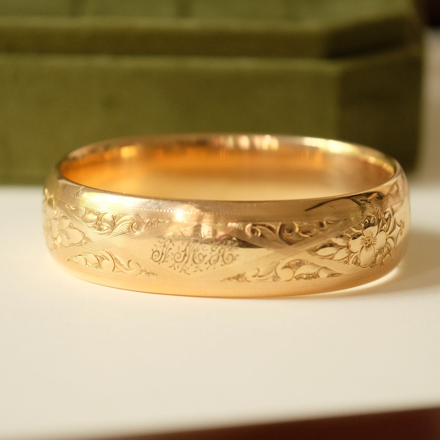 Antique Gold Filled Bangle with A M H Engraving