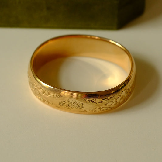 Antique Gold Filled Bangle with A M H Engraving