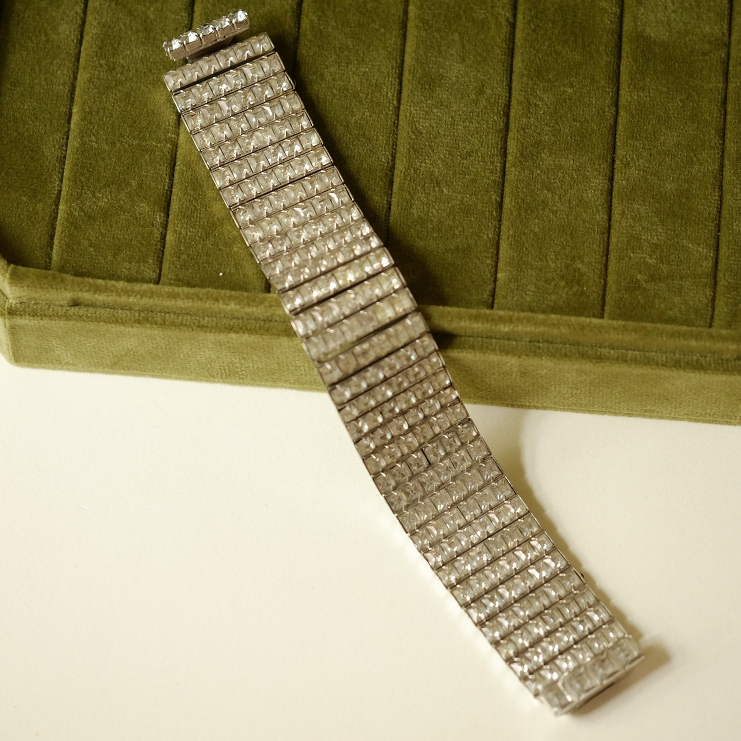 Vintage Faux Platinum Rhinestones Bracelet 1930s