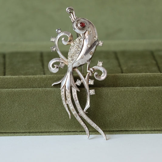 Trifari Sterling Bird of Paradise Brooch 1940s