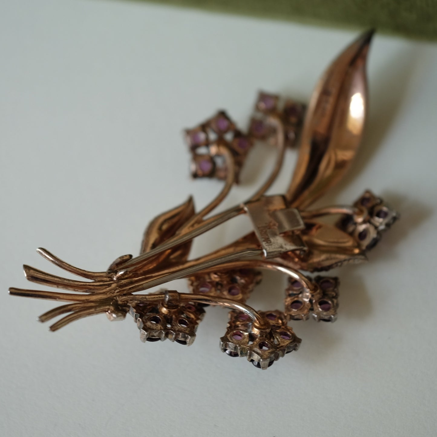 Trifari Sterling Purple Flower Dress Clip 1940s