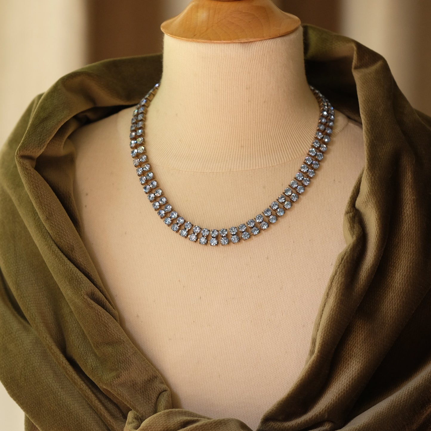 Vintage Austrian Blue Crystal Necklace 1950s