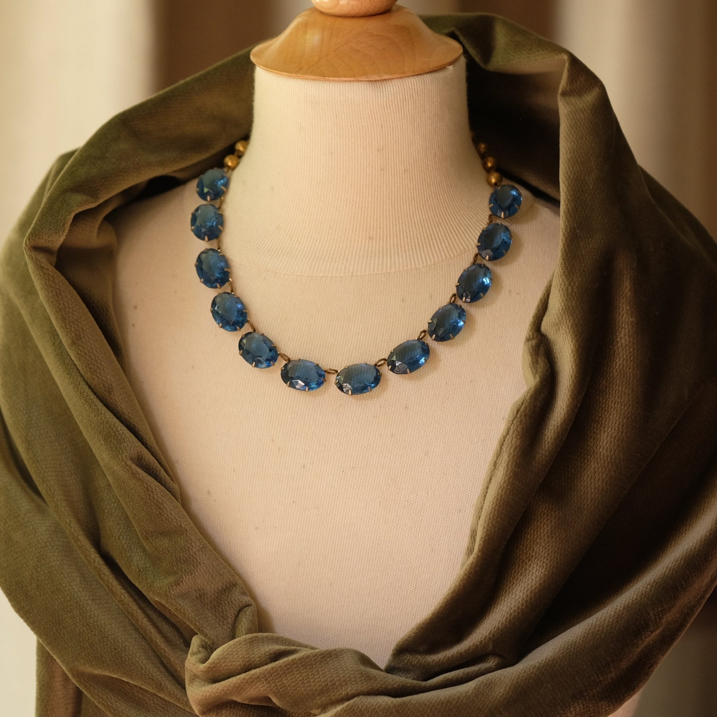 Antique Paste Reverie Blue Necklace 1920s