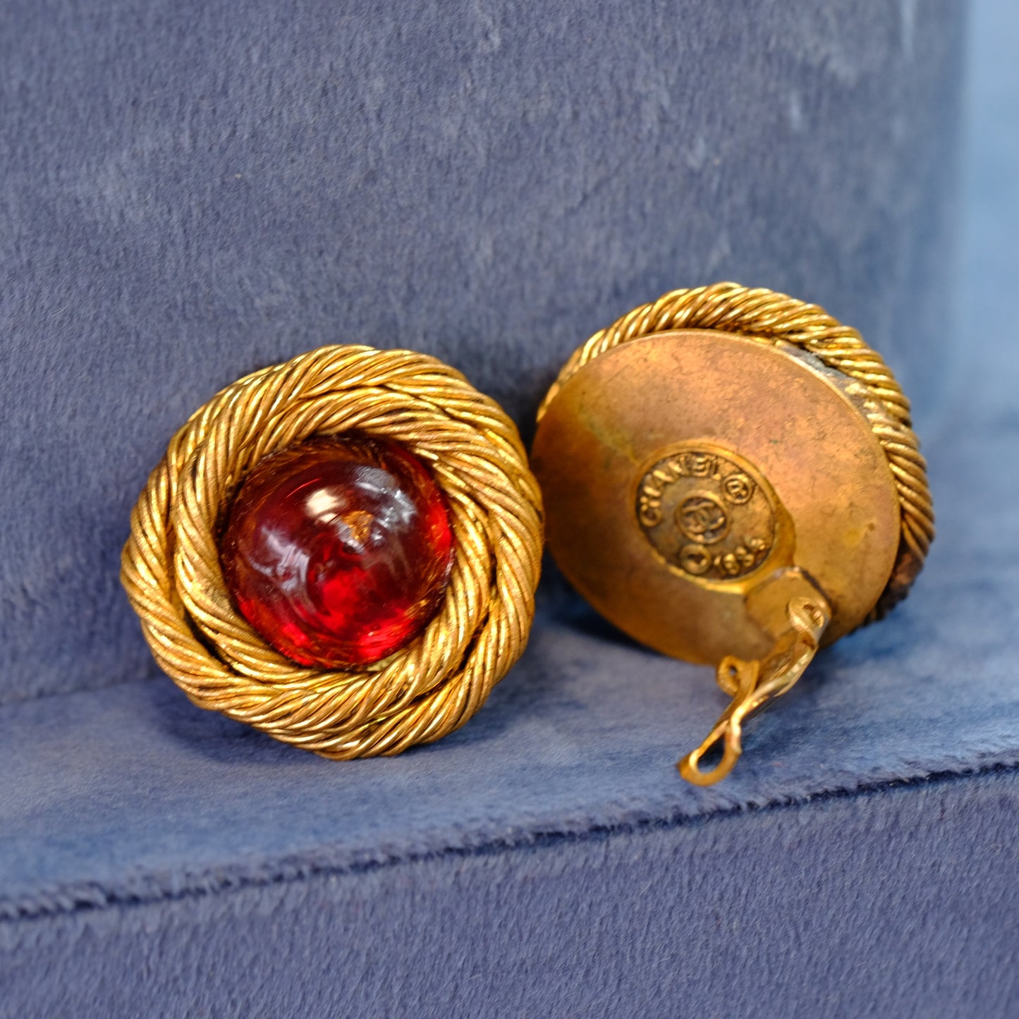 Vintage Chanel Red Earrings 1980s