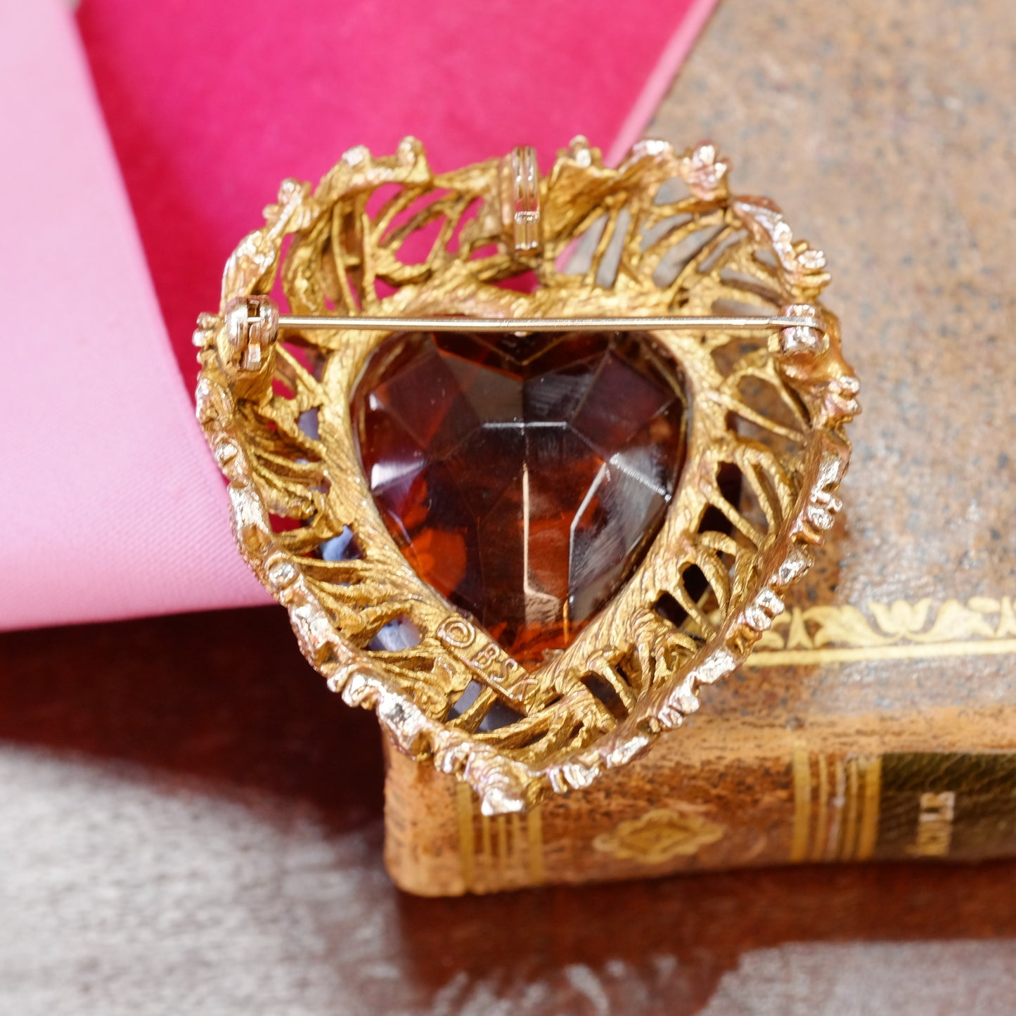 Vintage BSK Mid Century Heart Brooch 1960s