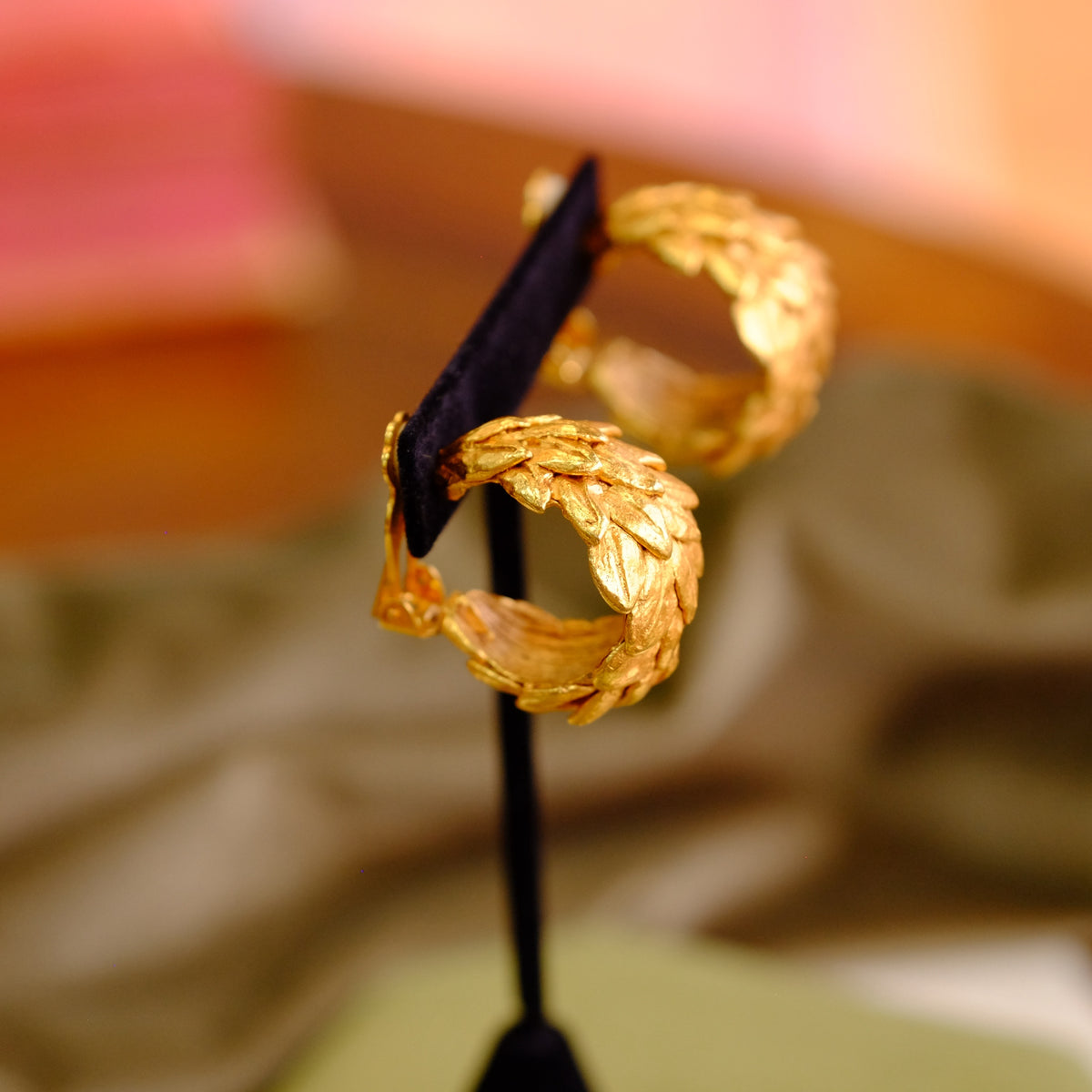 Kate Hines Vintage Leaf Clip on Earrings