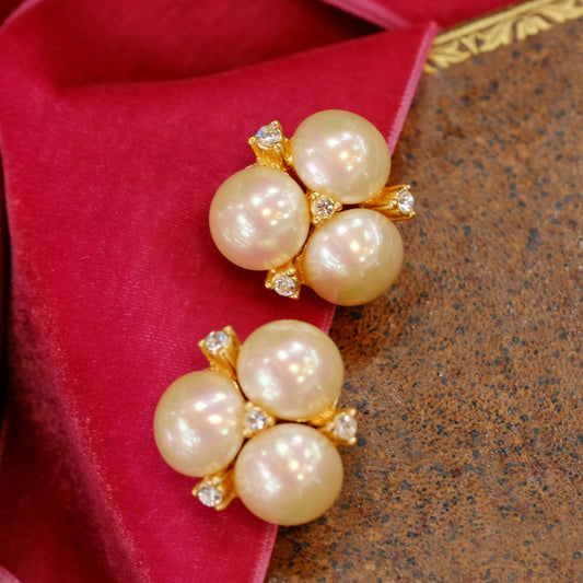 Christian Dior Faux Pearls Clip on Earrings 1990s