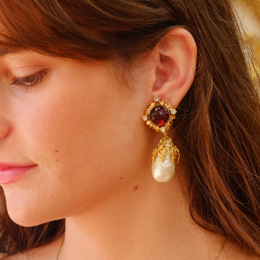 Vintage Chanel Gripoix Dangle Drop Earrings