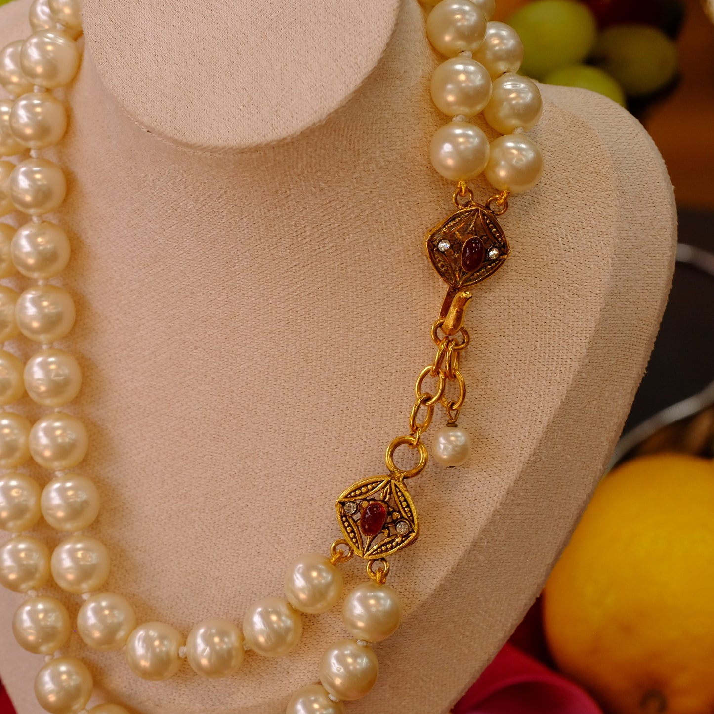 Vintage Chanel Faux Pearl Gripoix Necklace