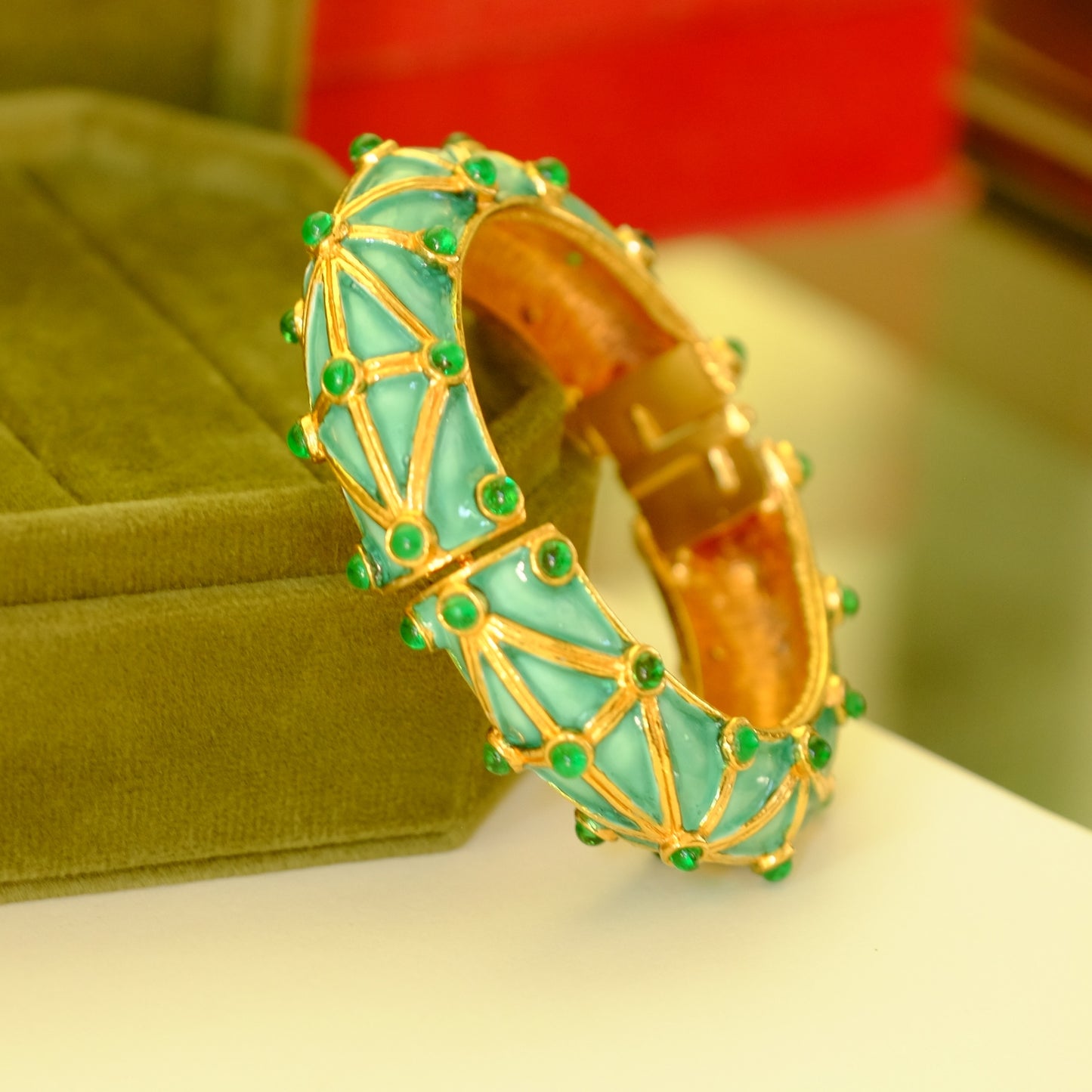 Kenneth Jay Lane Sea Foam Bangle Bracelet 1960s