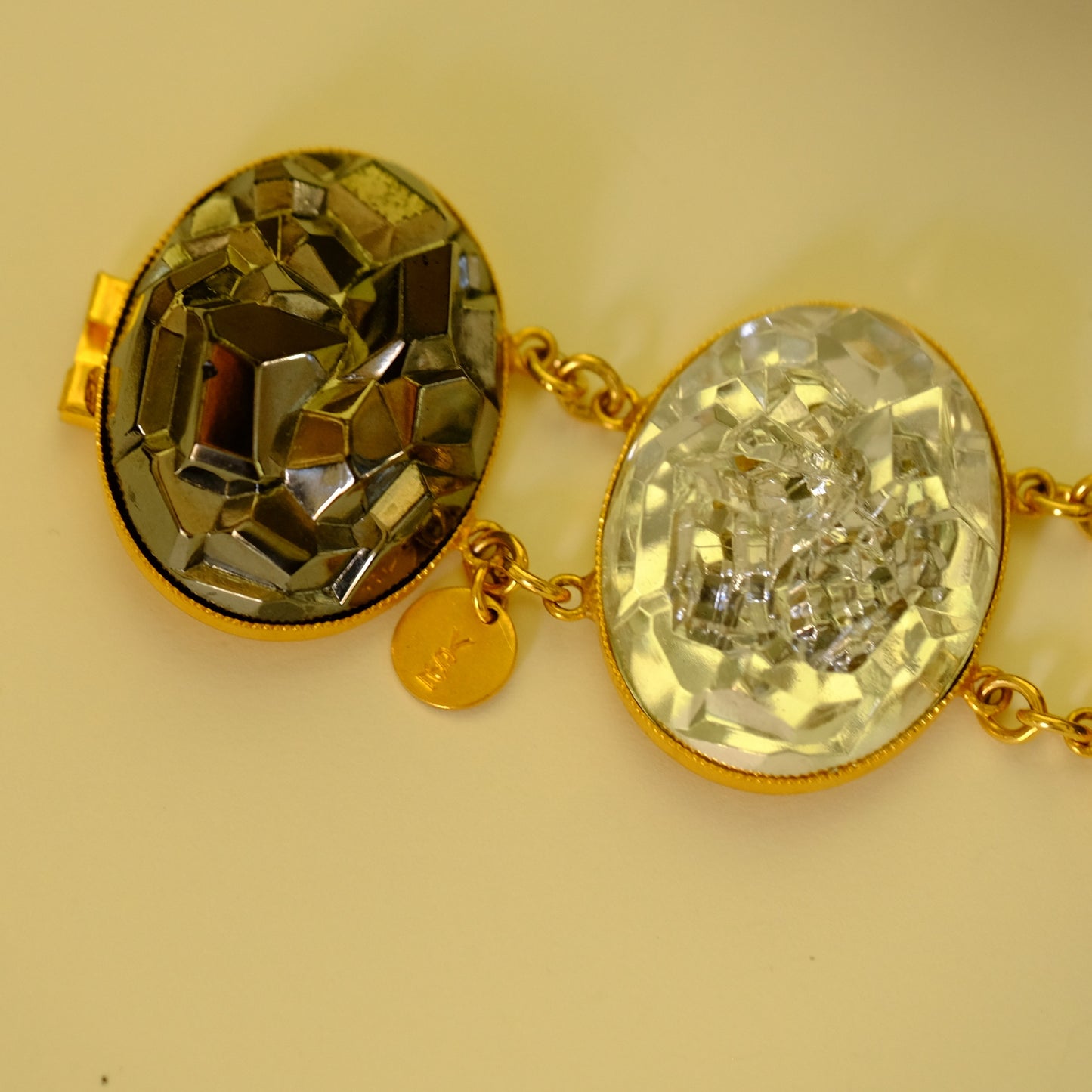 Vintage Yves Saint Laurent Meteorite Collectible Bracelet and Earrings Set 1970s