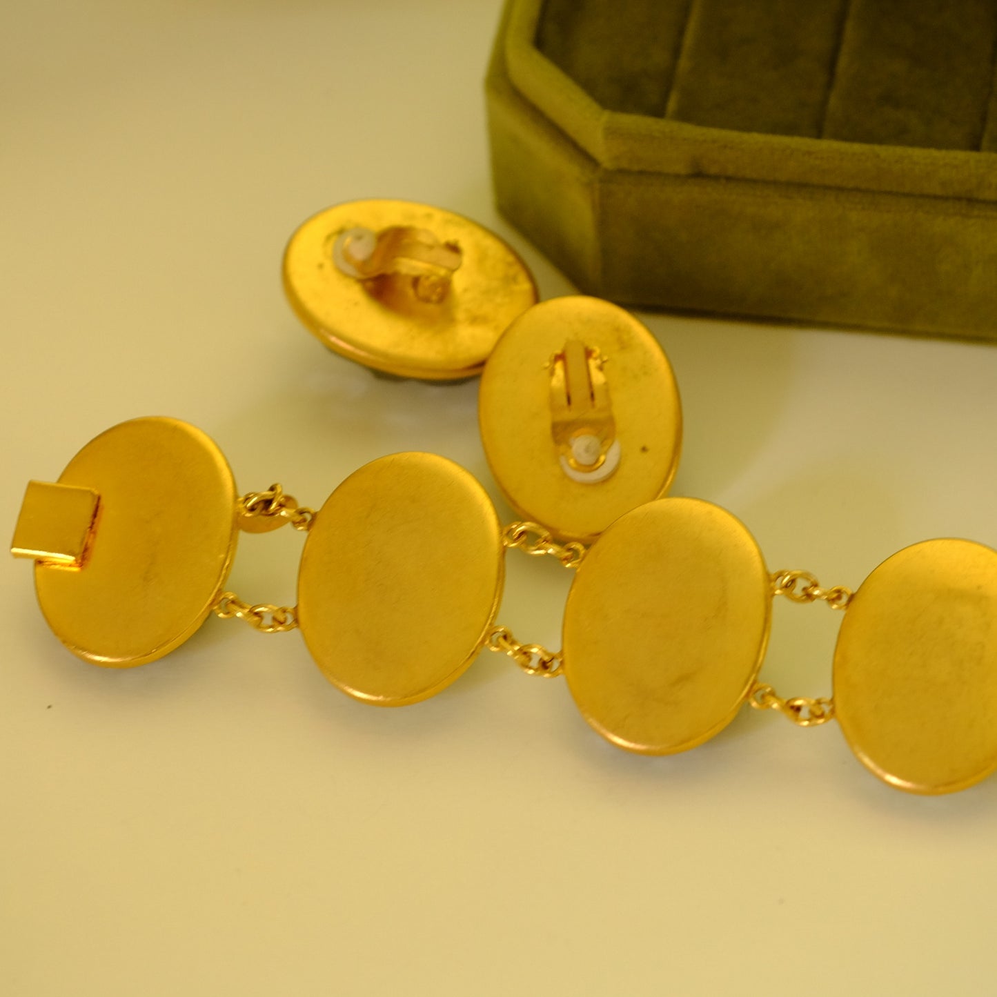Vintage Yves Saint Laurent Meteorite Collectible Bracelet and Earrings Set 1970s