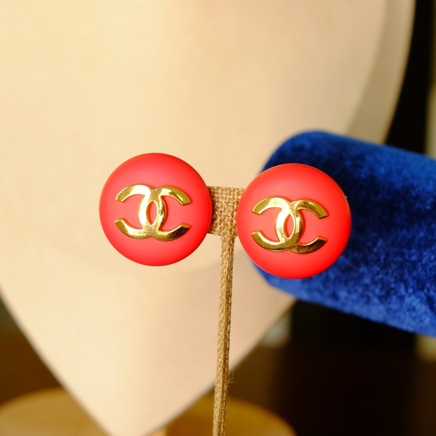Vintage Chanel Round Logo Earrings 1980s