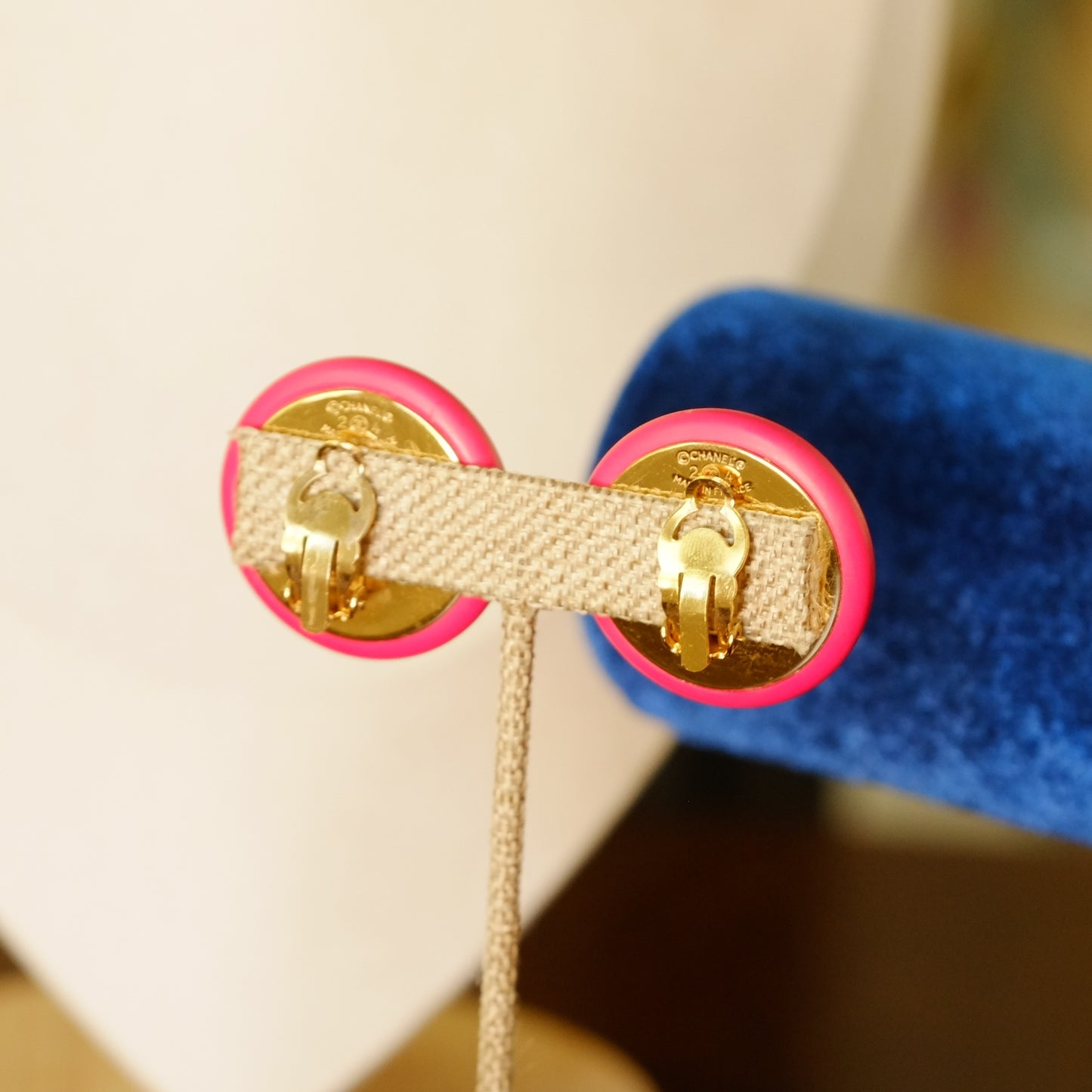 Vintage Chanel Round Logo Earrings 1980s