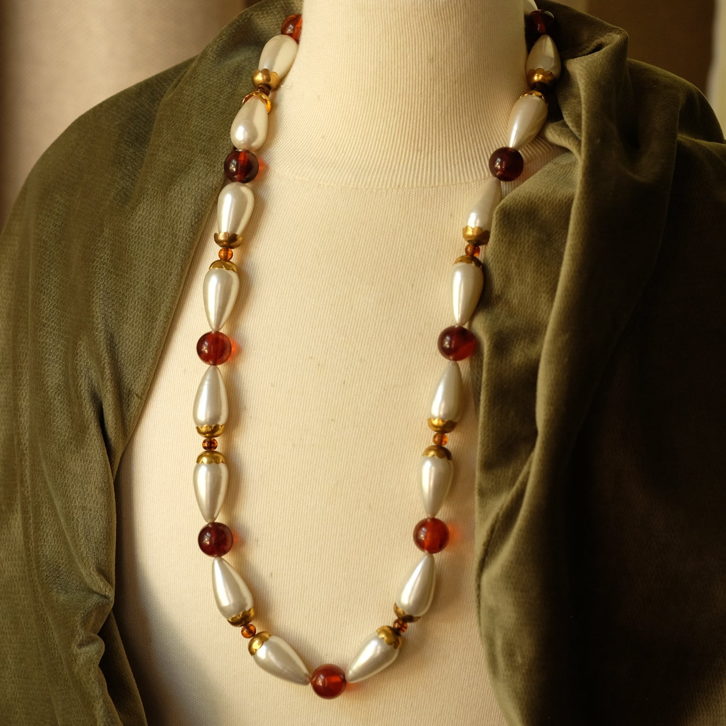 Vintage Yves Saint Laurent Faux Pearl Necklace 1970s