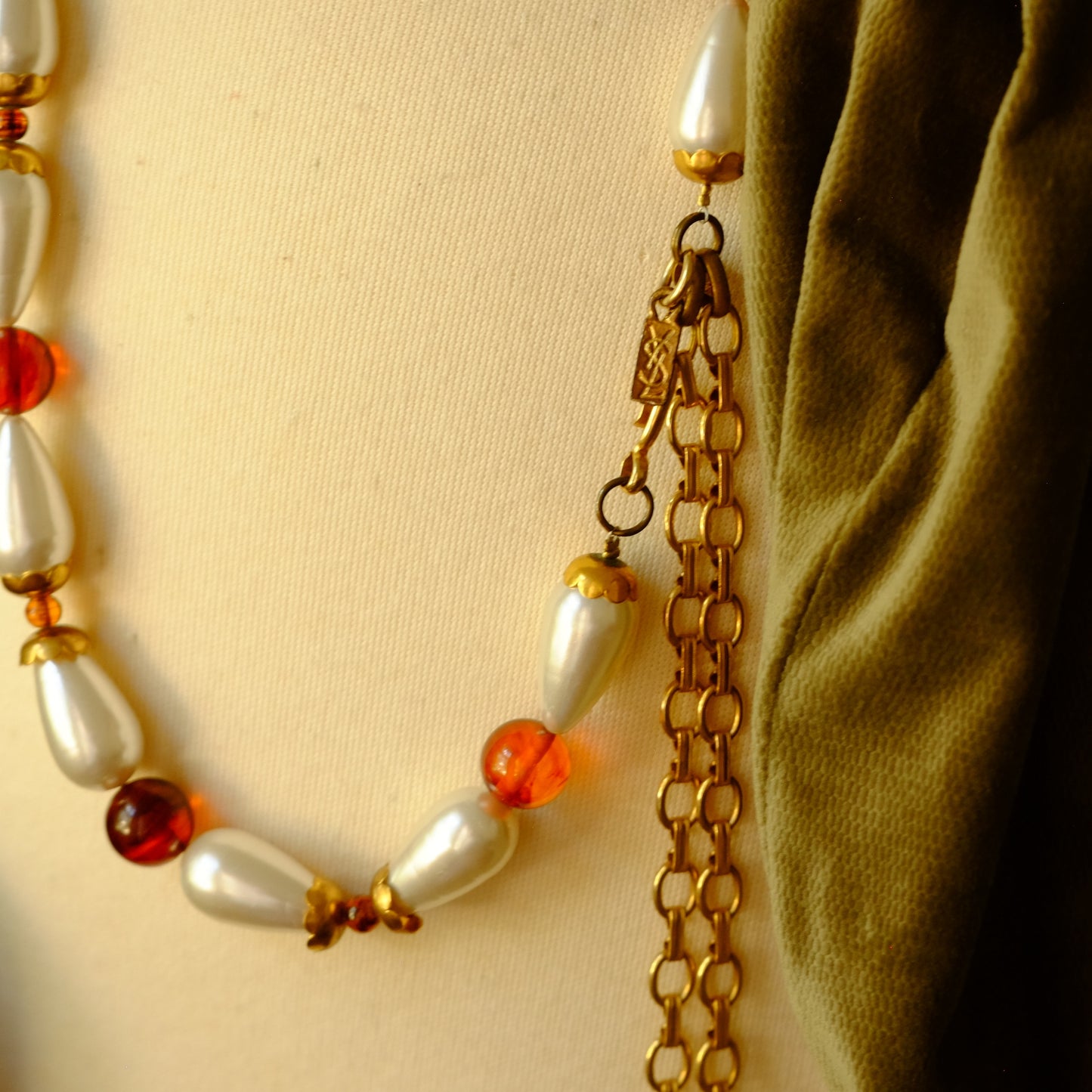 Vintage Yves Saint Laurent Faux Pearl Necklace 1970s