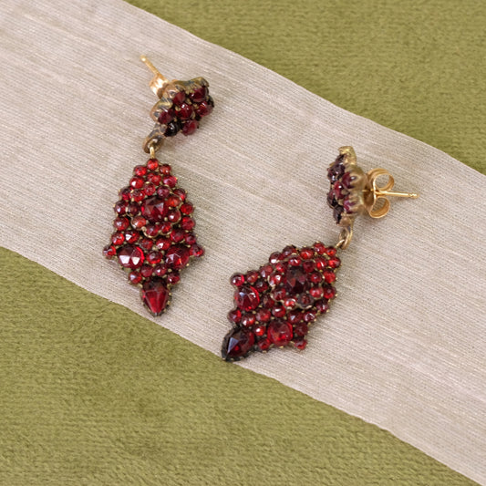 Gold Filled Victorian Garnets Earrings