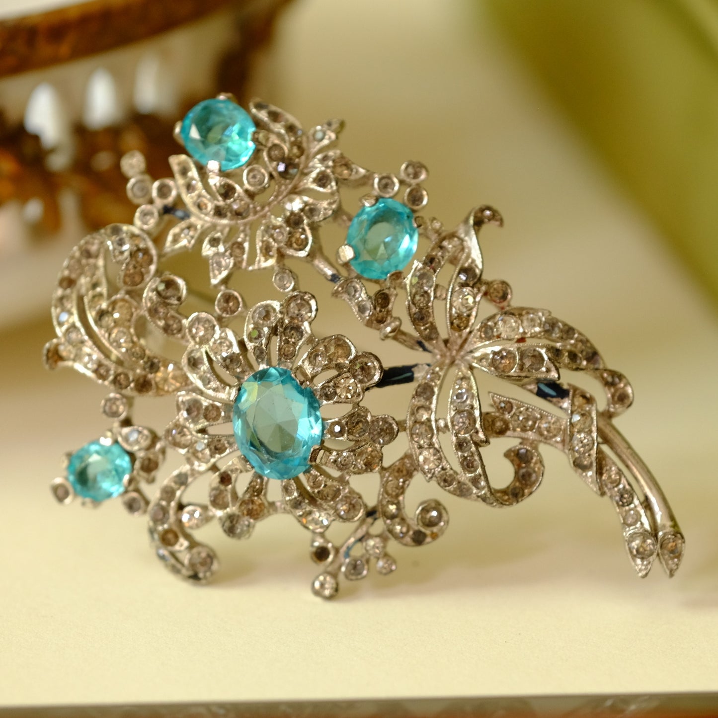 Trifari Alfred Philippe Blue Flowers Dress Clip 1940s