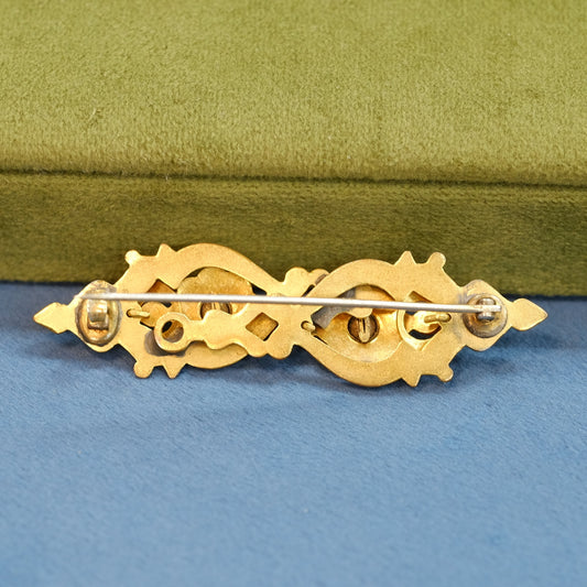 Victorian Bar Brooch with Glass Rhinestones