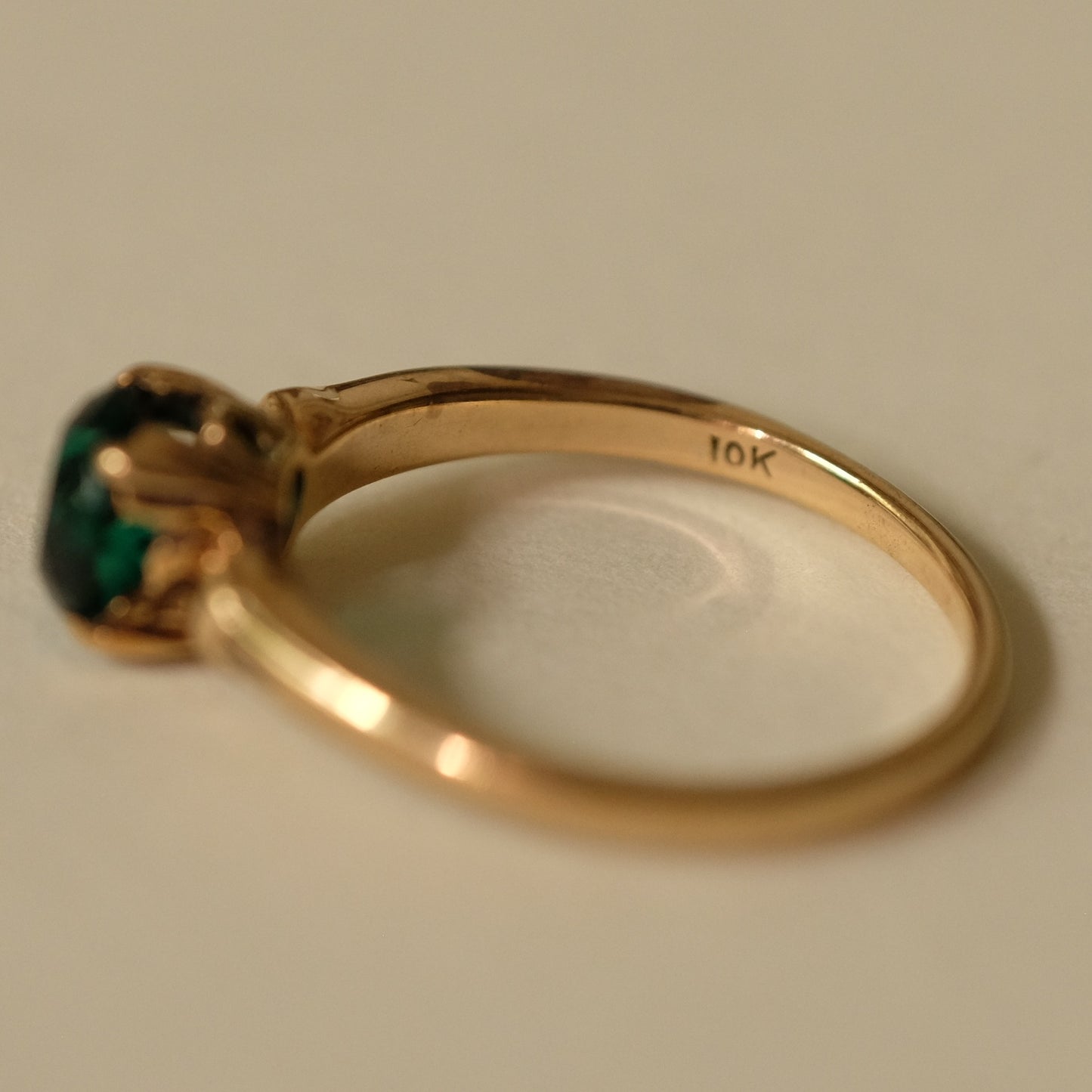 Victorian 10K Gold Ring with Green Paste