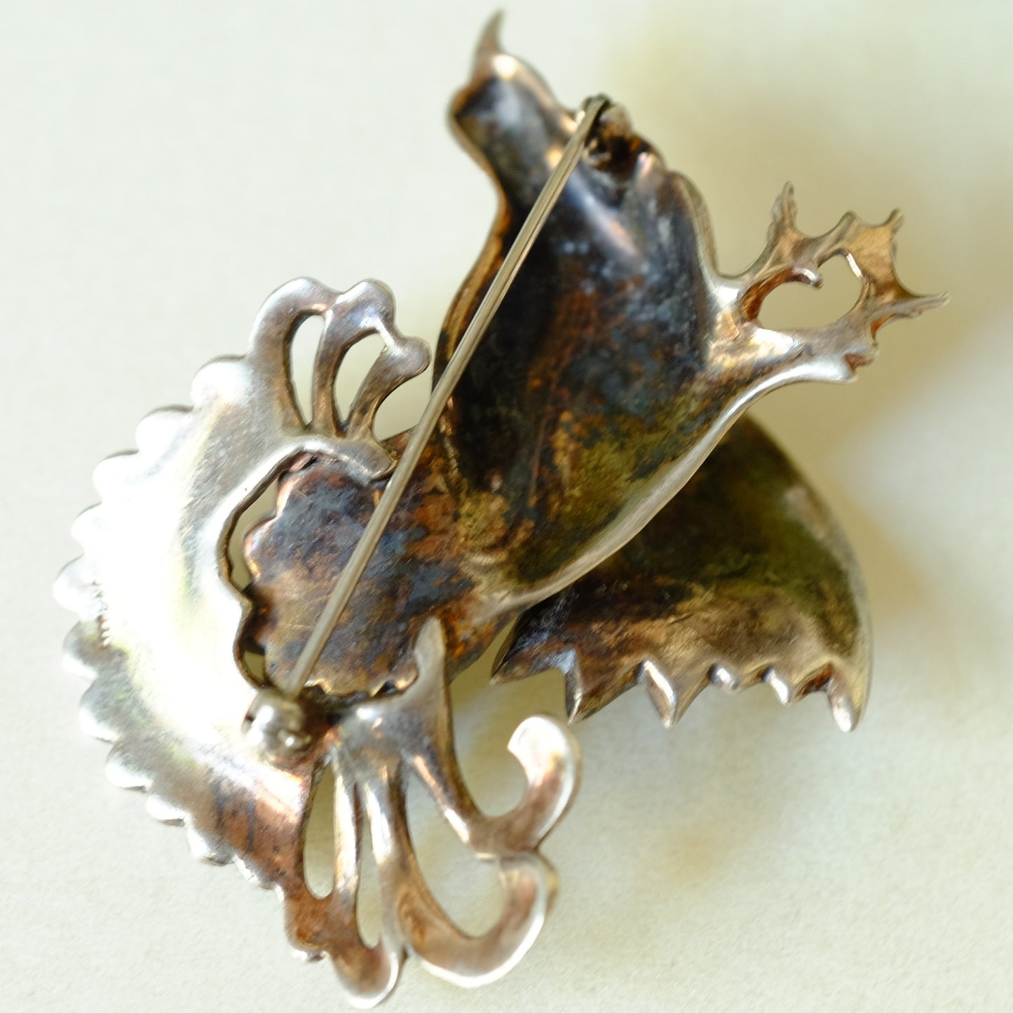 Vintage Retro Sterling Phoenix Bird Brooch 1940s