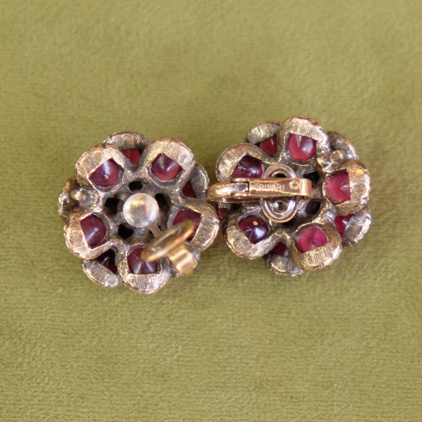 Trifari Renaissance Cranberry Clip-on Earrings