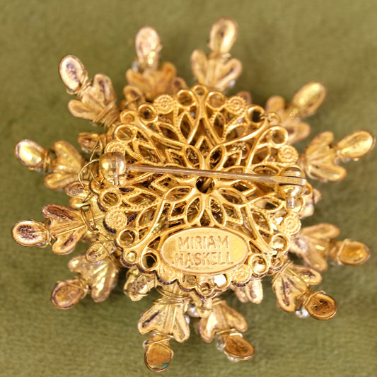Miriam Haskell Flower Brooch with Seed Pearls