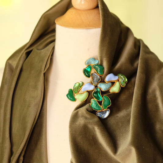 Vintage Vans Authentic Green Tile Cross Brooch