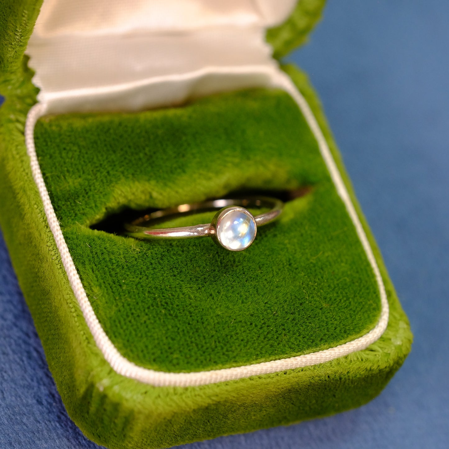 Silver Moonstone Minimalist Ring