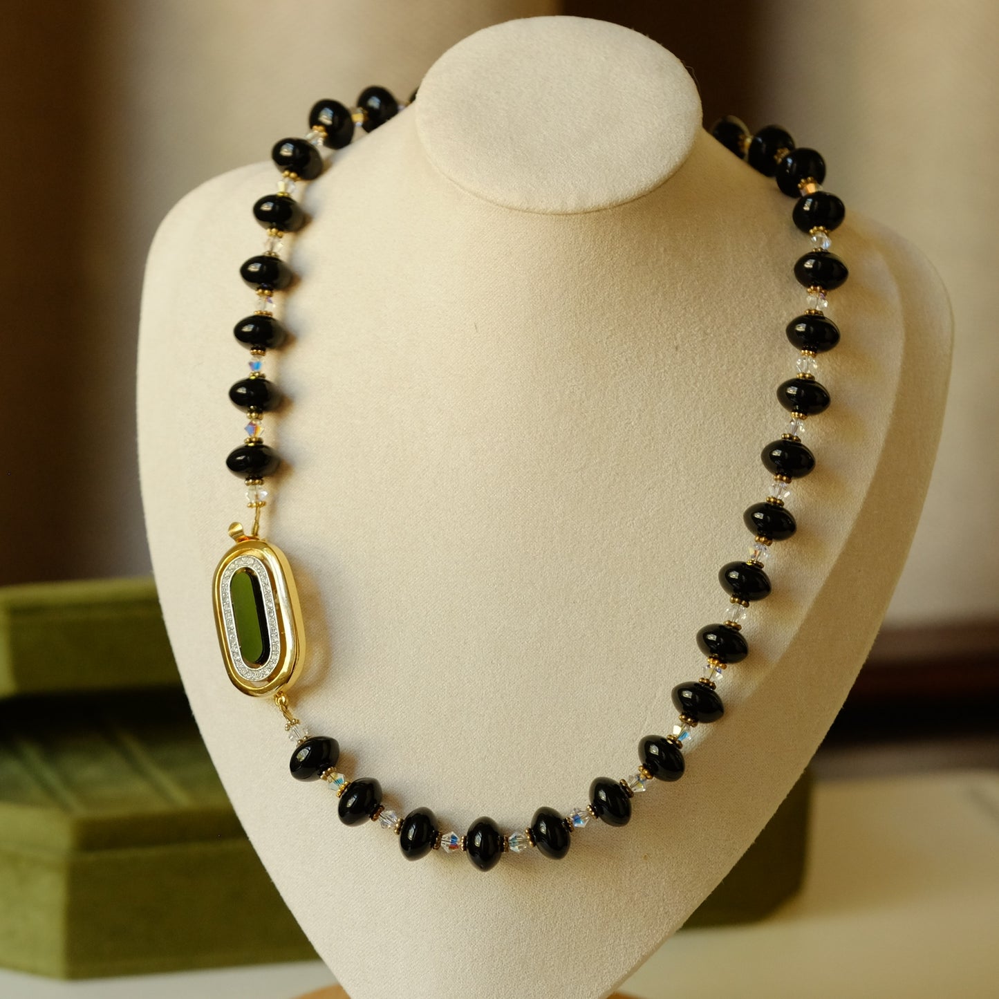 Givenchy Black Glass Necklace 1970s