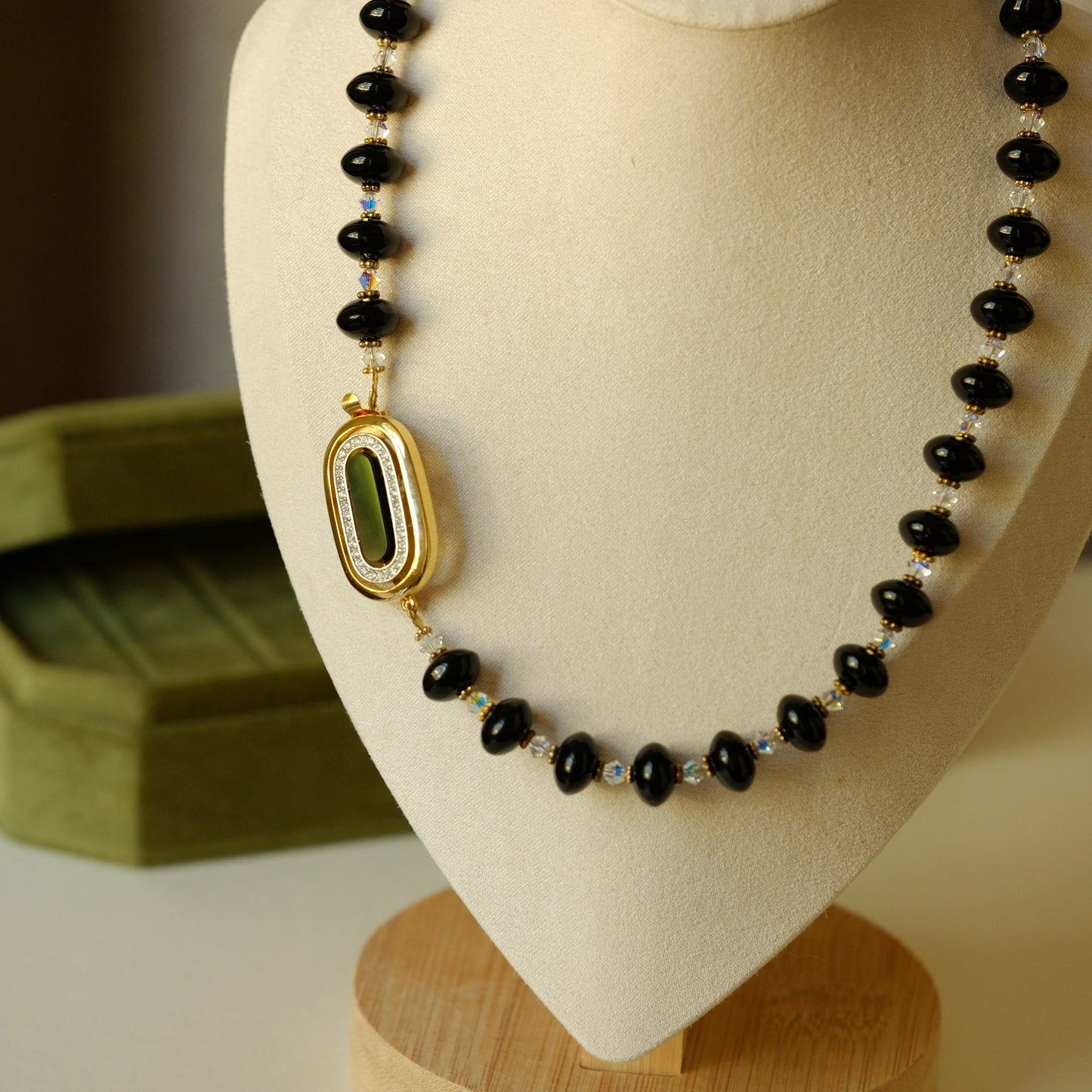 Givenchy Black Glass Necklace 1970s