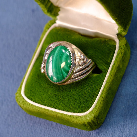 Vintage Silver Malachite Ring