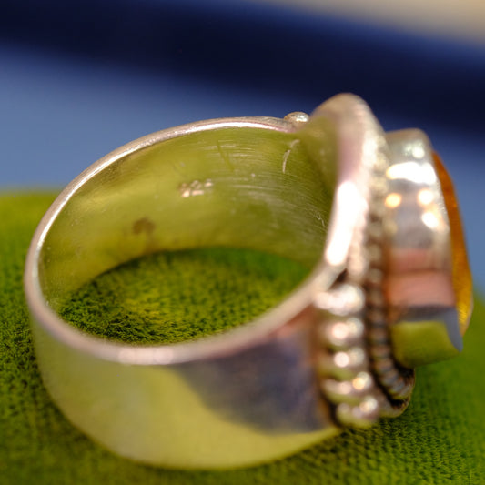 Vintage Silver Citrine Ornate Ring