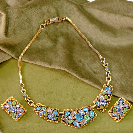 Barclay Pastel Rhinestone Necklace and Earring Set