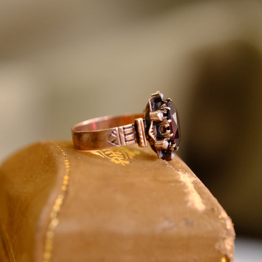 10K Victorian Garnet Seed Pearl Ring